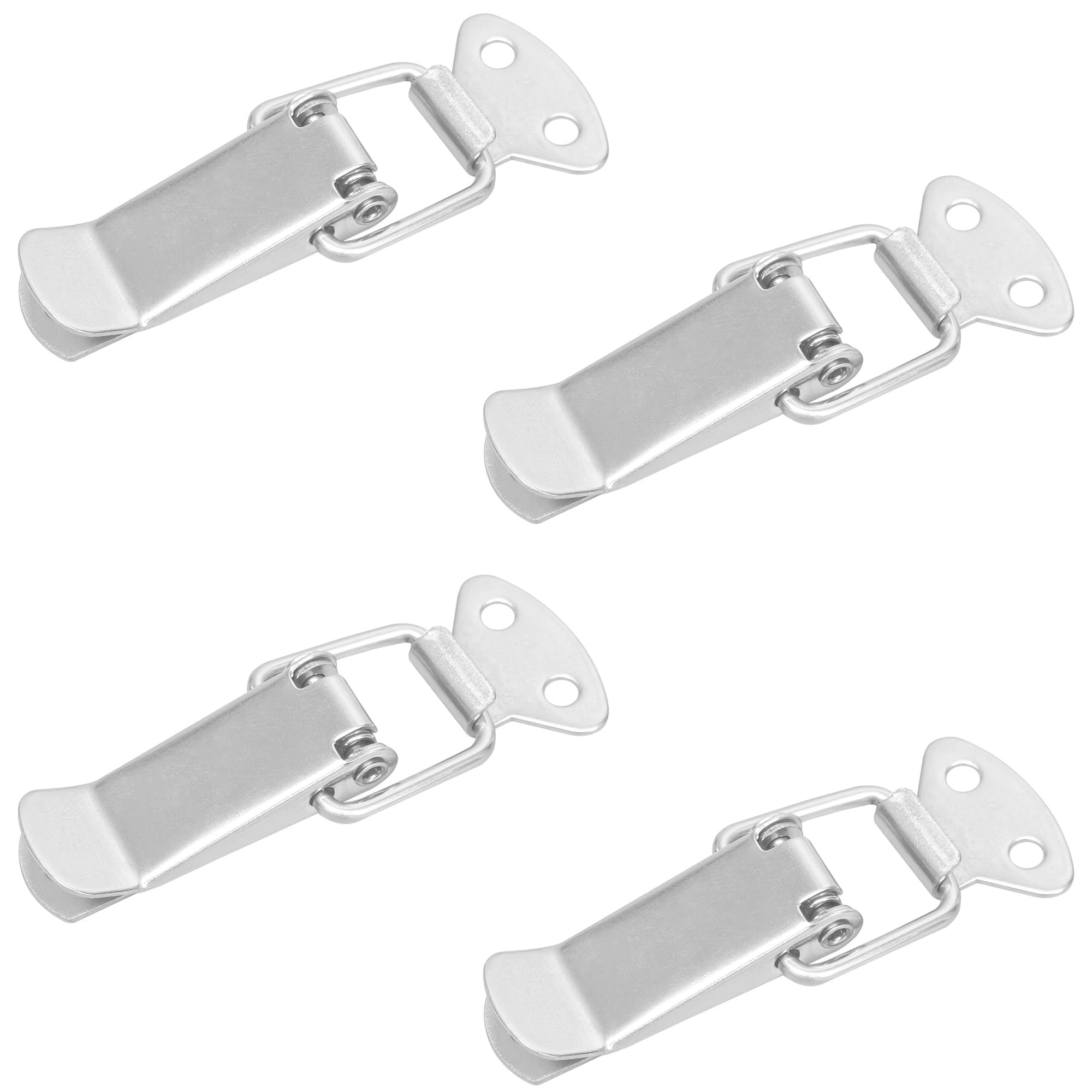 Ddhomin Silver 4 Pcs Stainless Steel Tension Clasp Latches – Spring Toggle Locks For Toolboxes, Drawers, Cabinets (Without Lock Hole)