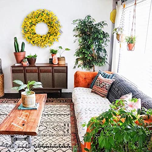 Egolot 26 Inch Forsythia Flower Wreath For Front Door, Spring And Summer Every Day Flower Wreath For Inside And Outside, Large Size Wreath For Home Decor #TOP2