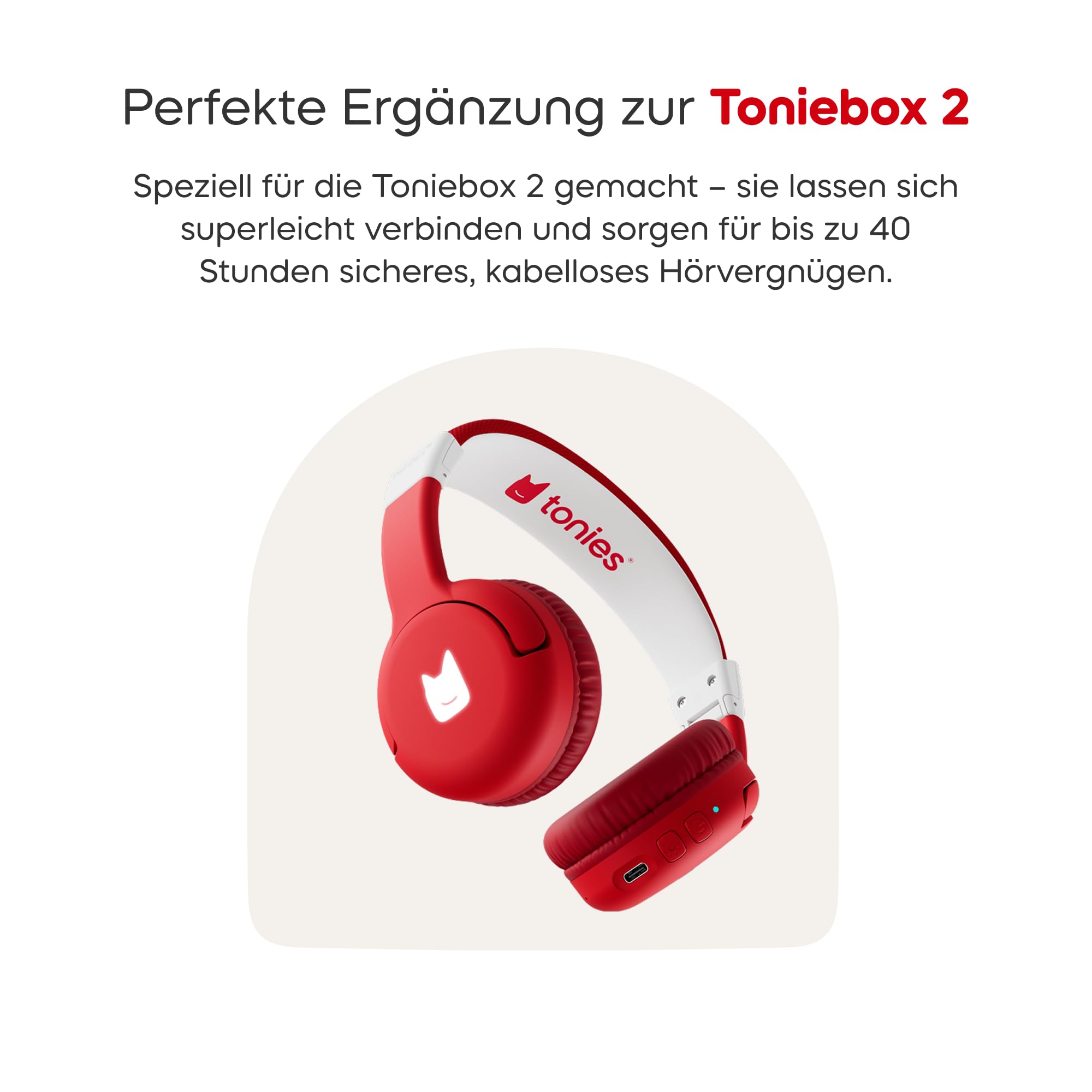 Bluetooth Kopfhörer - Rot für Toniebox 2