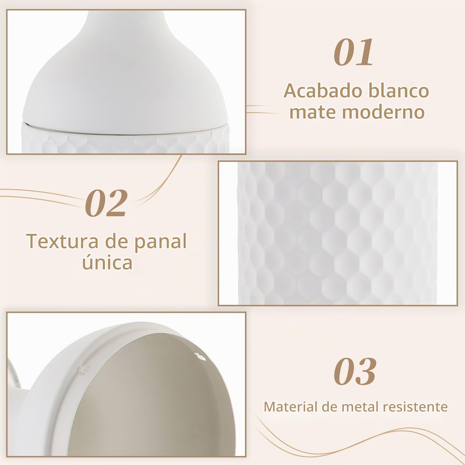 Sziqiqi Jarrón de Suelo Grande Blanco: 68/51/41 cm Alto Jarrones de Metal Juego de 3 Jarrones de Suelo para Pampas Jarrón Grande de Suelo Moderno para Sala Esquina Pasillo Oficina