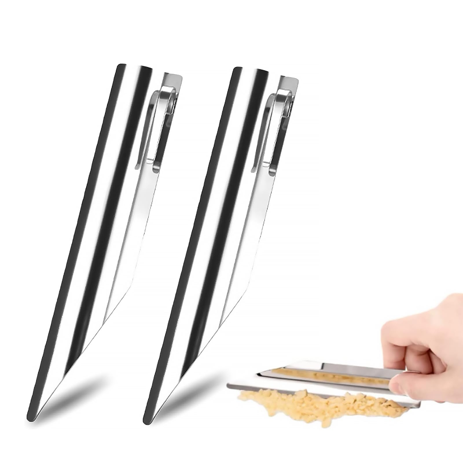 NALACAL 2pcs Table Crumb Sweeper,Crumb Sweeper for Tablecloth,Stainless Steel Crumber Tool Crumbers for Servers Waiters and Waitresses