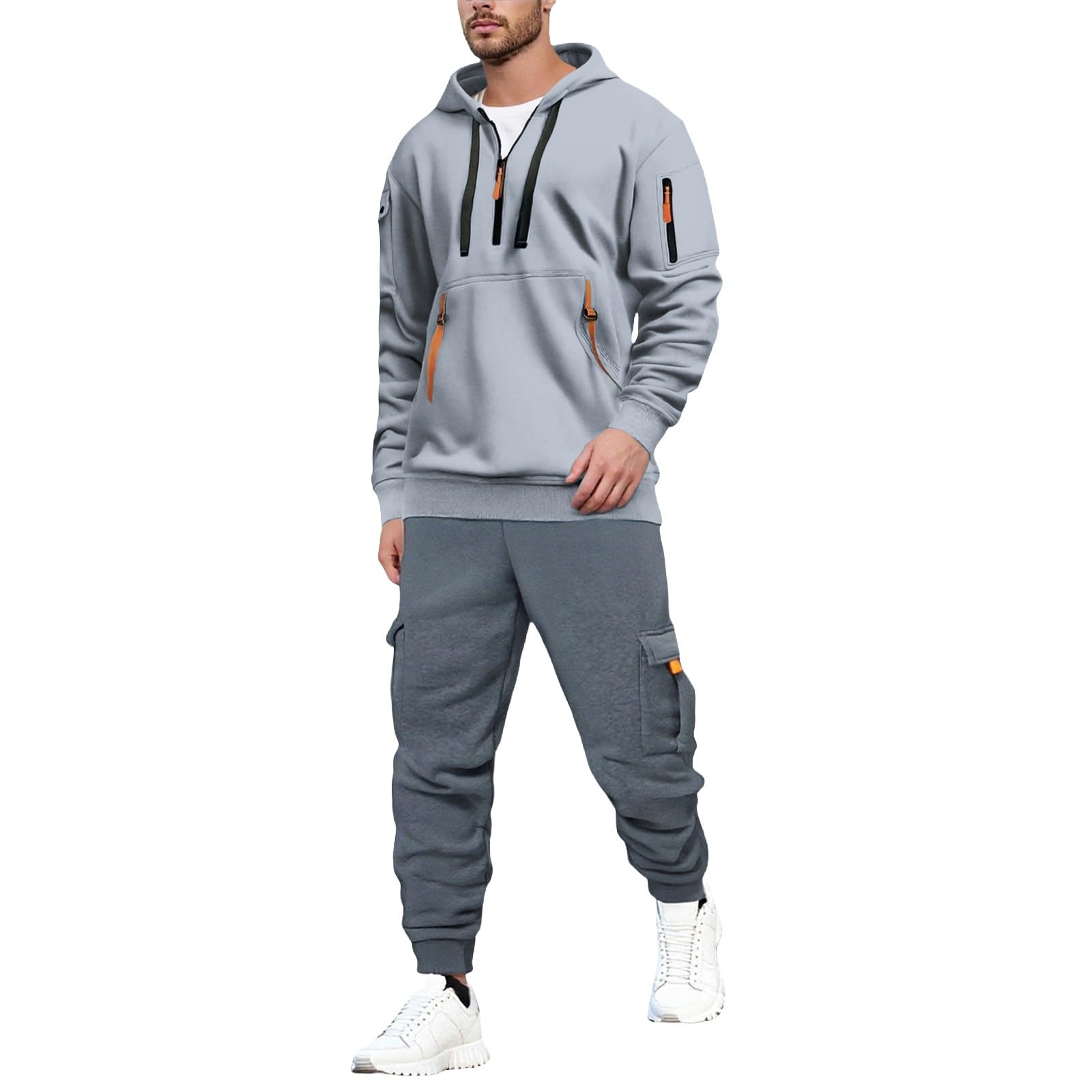 Conjunto Hombre Deporte Musculación, Conjunto Hombre Chic Y Casual, | Otoño Invierno Cálido, Chándal con capucha, ropa para correr, gimnasio, ropa básica de 2 piezas, ropa exterior
