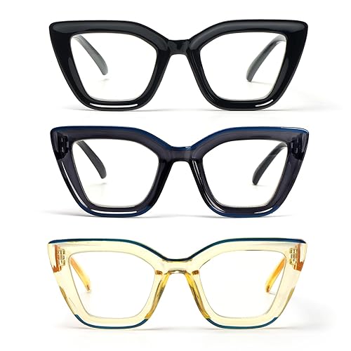 3 Pack Occhiali da lettura Donna Oversize Cat Eye con