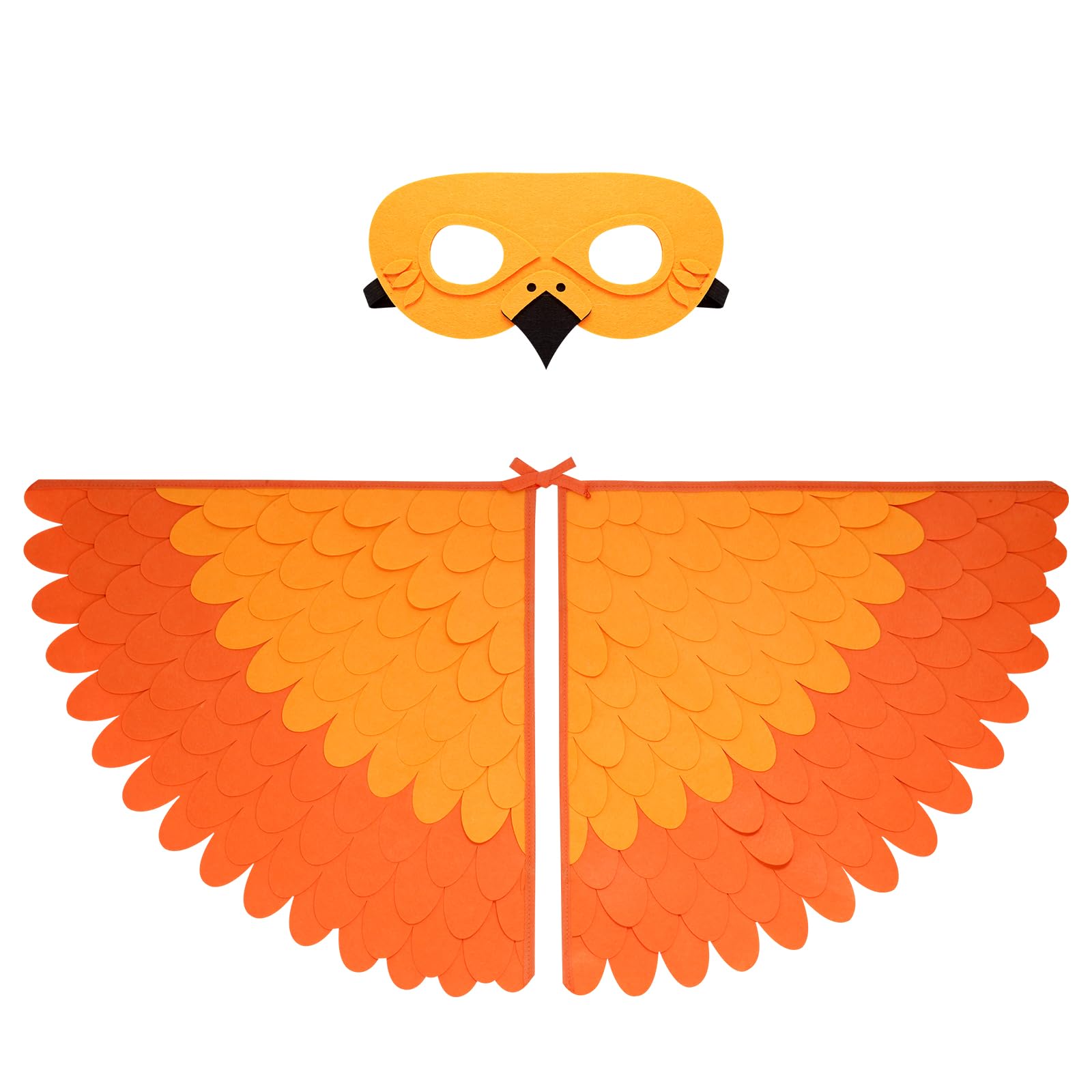 Proumhang Kids Bird Wings Costume For Age 3~8 Years,Bird Owl And Peacock Masque Owl Dress Up,Boys Girls Felt Eye Masque And Wings Set,Halloween Colorful Fancy Dress