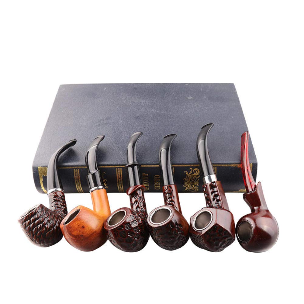 Pipa de Fumar 6 PC/Sistema clásico de Madera del Estilo de la Resina del Tabaco Tubos Mejor Regalo for el Abuelo Boy Friend Padre Fumadores Fumando