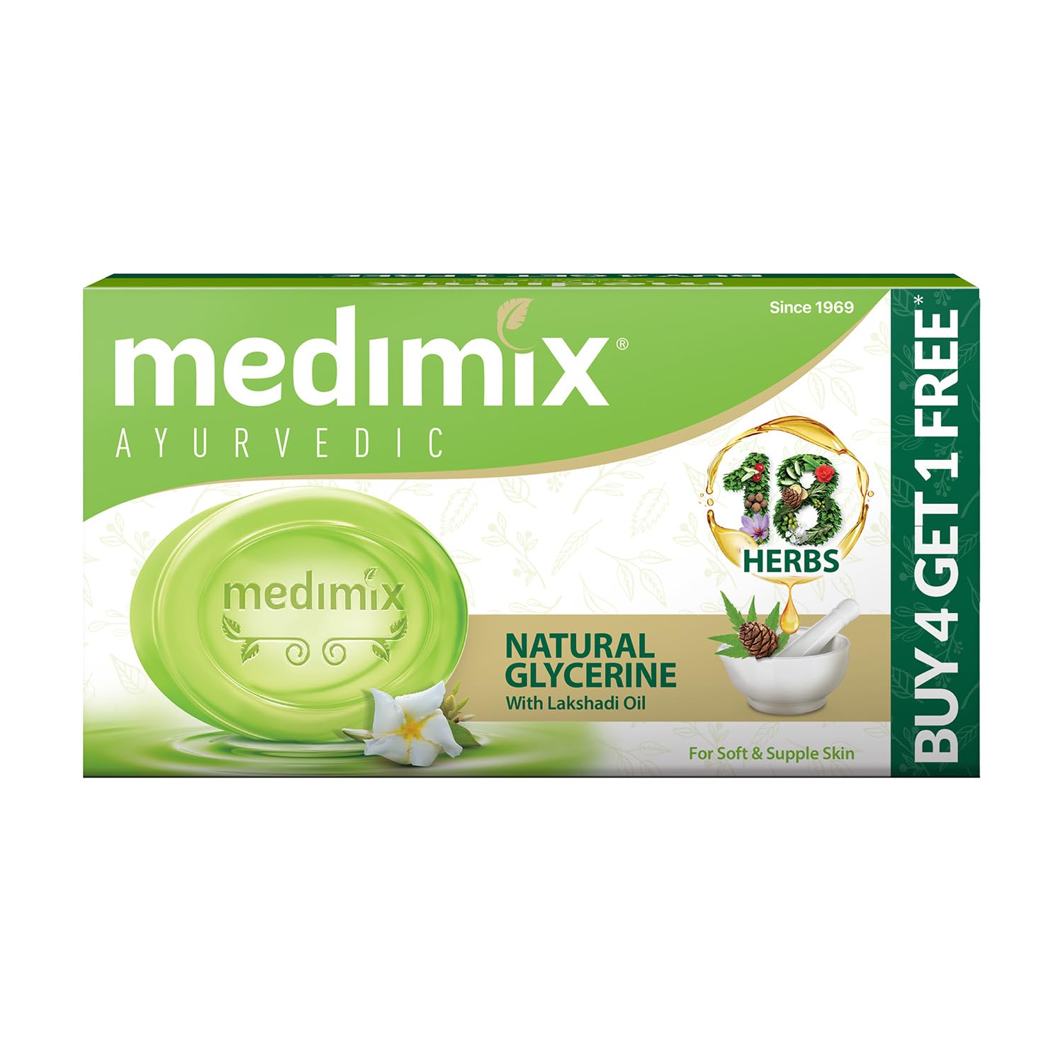 Ayurvedic Glycerine Soap, 125g (4+1 Super Saver Pack)