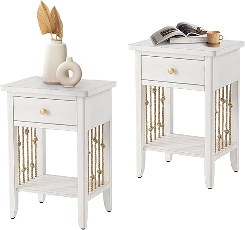 Miniatura 16 de COSIEST Mesa auxiliar redonda, mesa auxiliar de cristal con marco de madera, mesita de noche dorada champán con estilo moderno para sala de estar,