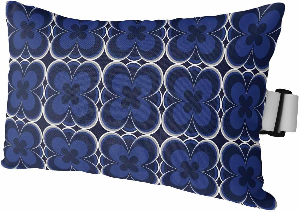 Navy Blue Outdoor Recliner Pillows for Head, Waterproof Chair Pillow with Elastic Stripe, White Modern Geometric Abstract Art Aesthetics Chaise Lounge Headrest Pillow for Patio/Beach/Pool 1Pack