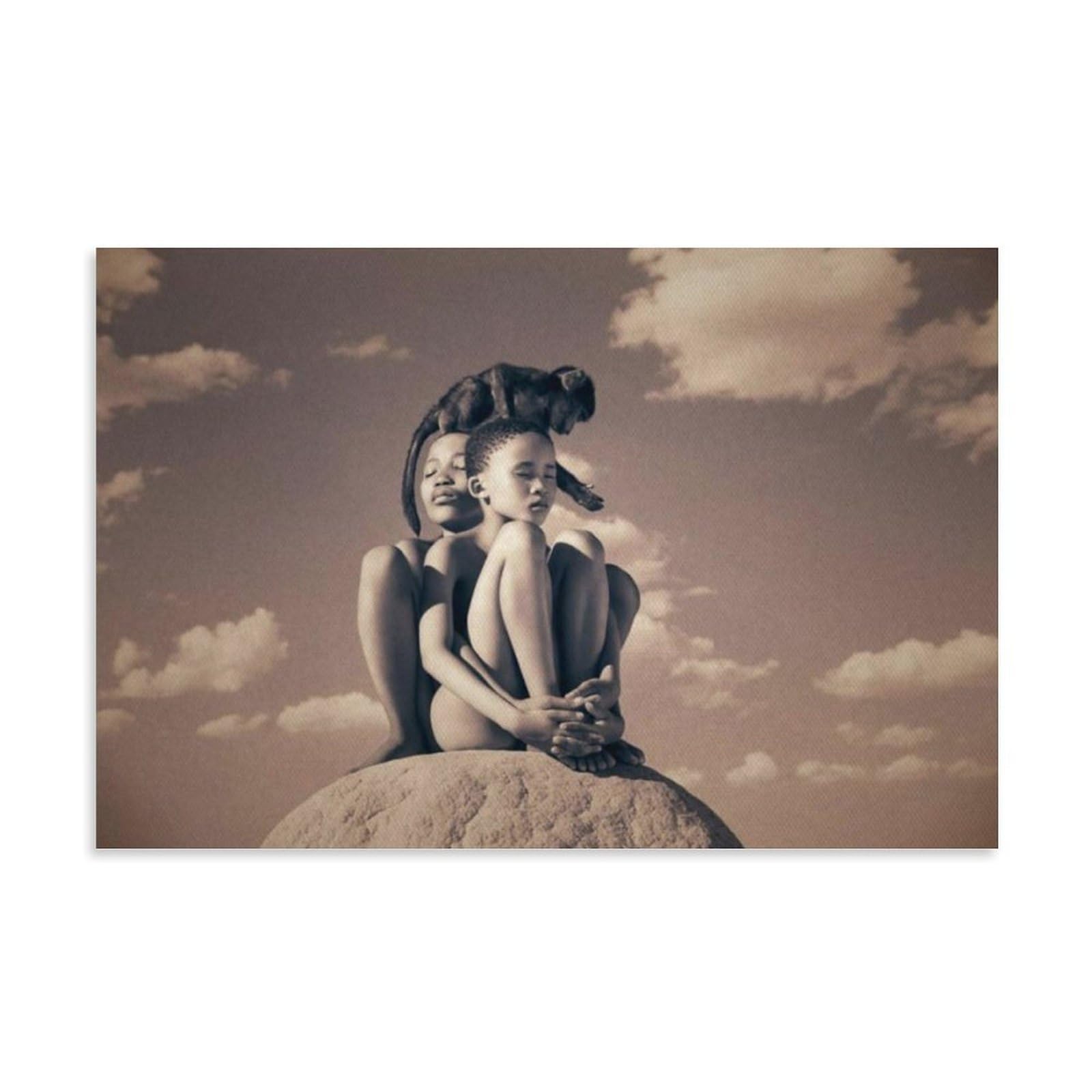 Gregory Colbert Children Monkey Rock Canvas Wall Art Sepia Collector