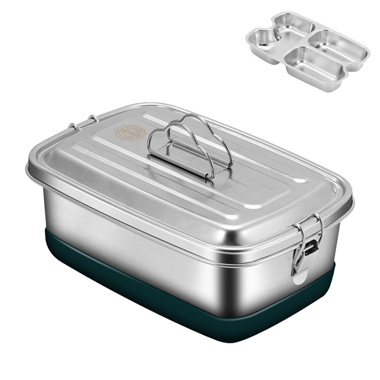 MALSSE Stainless Steel Lunch Box with Compartments Portable Divided Food Storage Dinnerware for Picnics and Travel Enthusiasts Double Layer Bentos Box