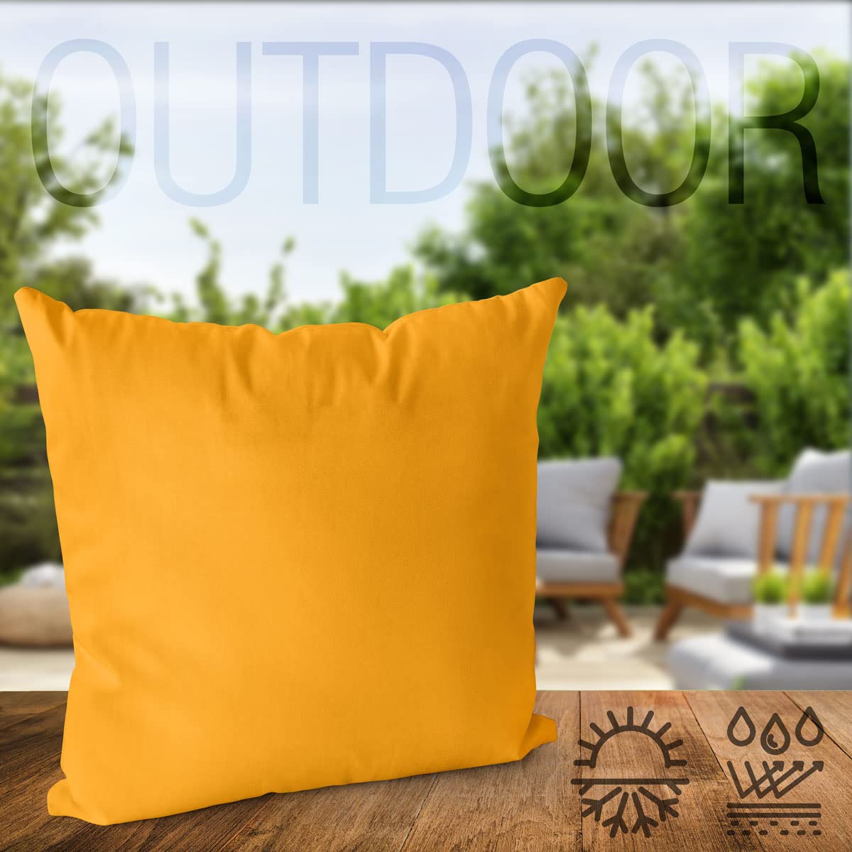 VOID Kissenbezug wetterfest Kissenhülle Polyester wasserfest Dekokissen Outdoor Kissen Zierkissen, Kissen Größe:80 x 80 cm, Kissen Farbe:Orange
