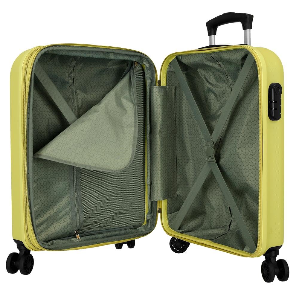 ROLL ROAD Cambogia - Valigia da cabina gialla, 40 x 55 x 20 cm, rigida 2,9 kg, chiusura a combinazione laterale, in ABS, 2,9 kg, 37 l, estensibile, bagaglio a mano, giallo, Taglia unica, Valigia