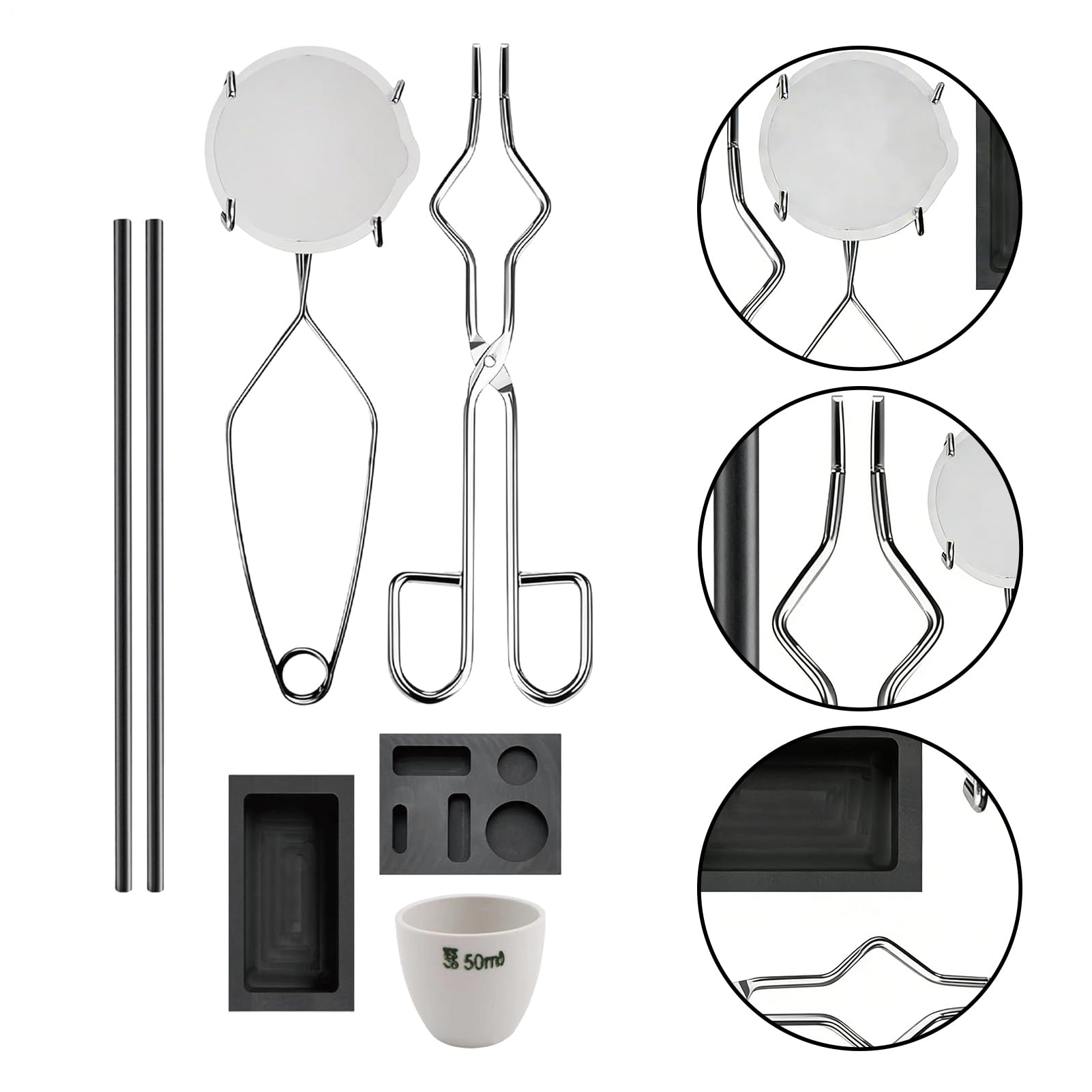 Kit de fusión de plata, fundidor de lingotes de antorcha de grafito , kit de fundición de oro, para plata, cobre, aluminio, hierro, joyería, refinación, manualidades, pesos de fundición