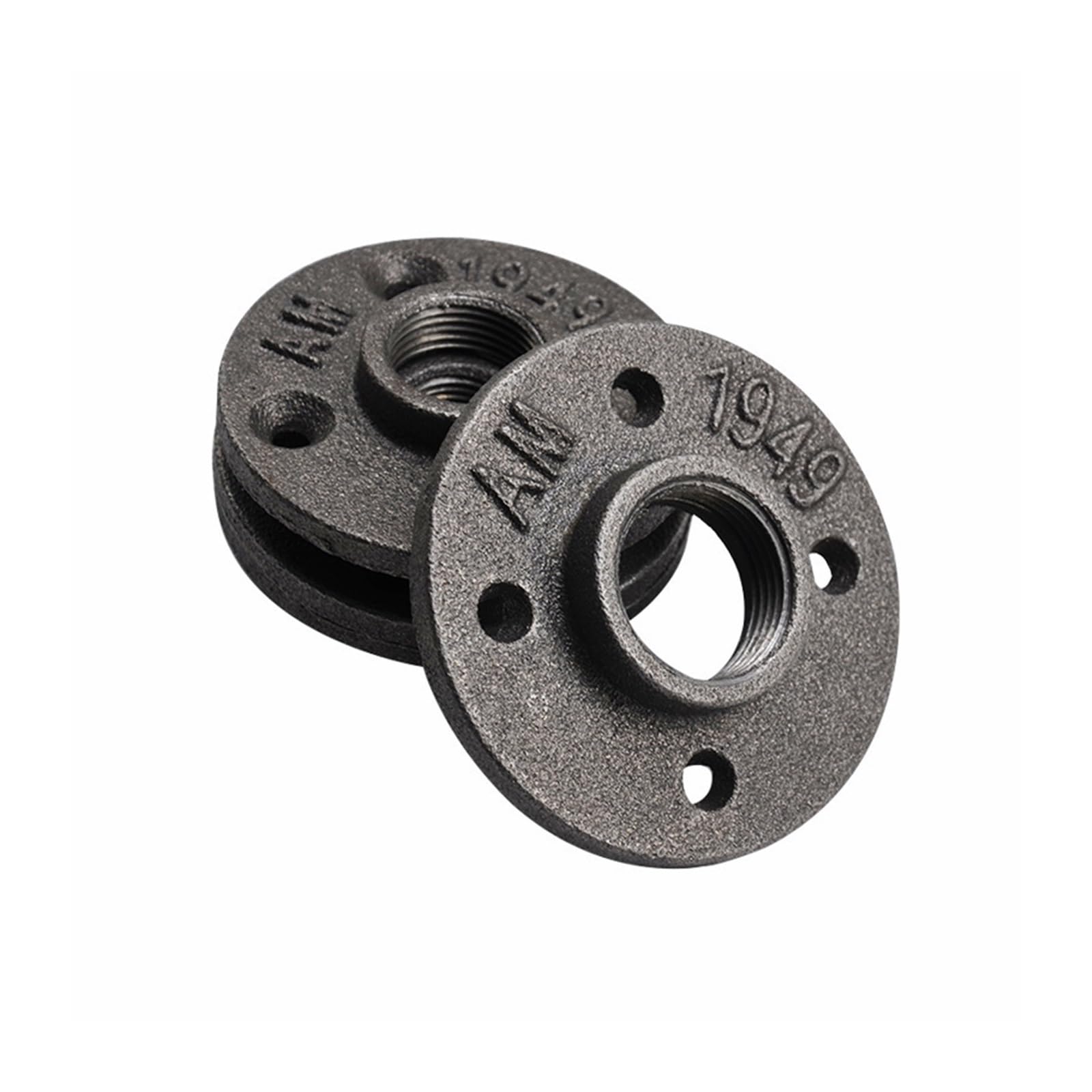 Ozliyy One Color 2Pcs Dn15 Dn20 Iron Pipe Fittings Wall Mount Floor Antique Flange Piece Malleable Threaded Bsp Hole Hardware Flanges Decorative(3 Hole Dn15)