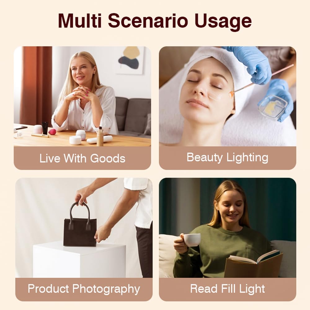 Andoer Set di luci LED 50 W, 3200 K-5600 K, doppio braccio riempimento LED, illuminazione studio, clip telefono, treppiede, telecomando