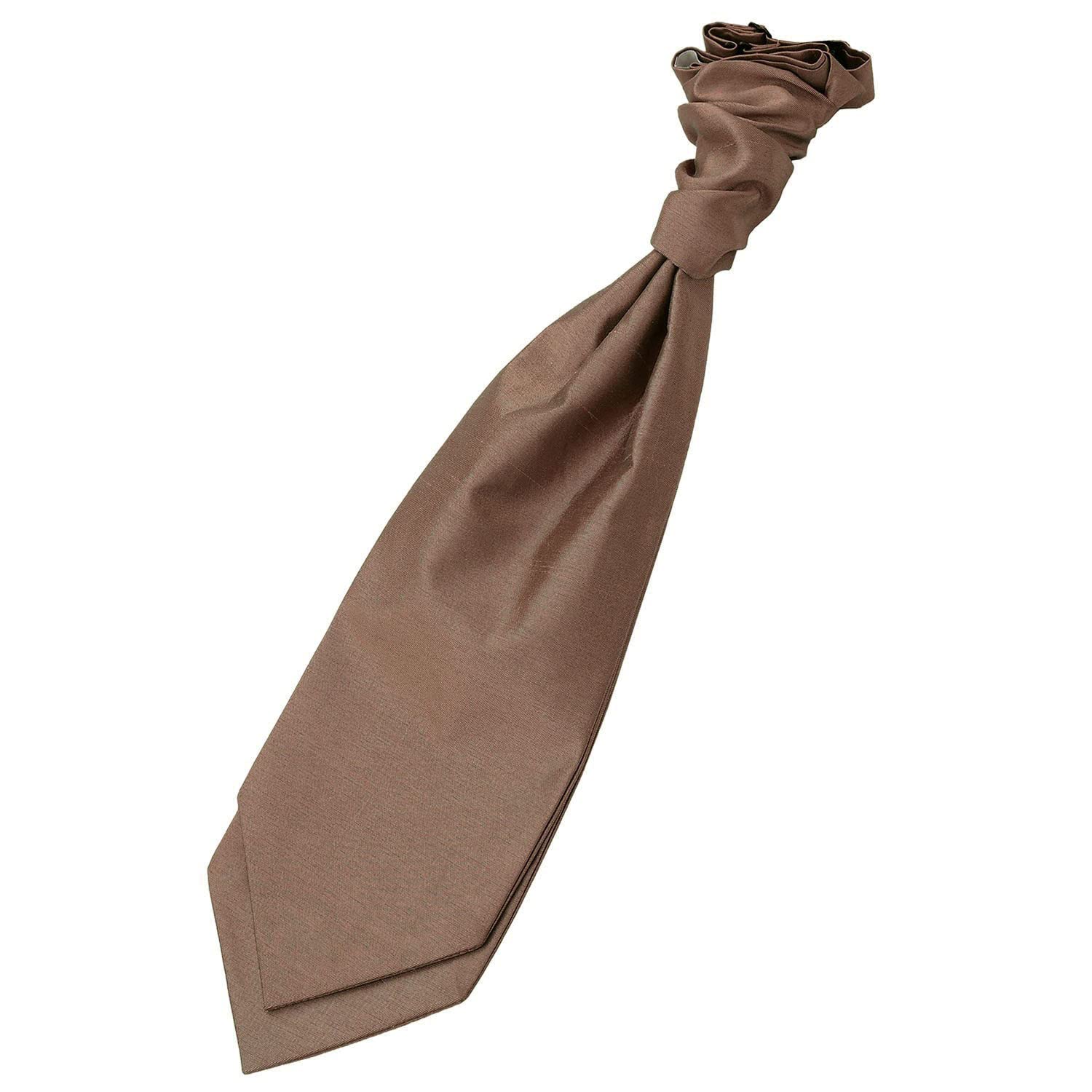 Dqt Men's Bronze Plain Shantung Pre-Tied Scrunchie Cravat – Wedding Formal Ascot Tie