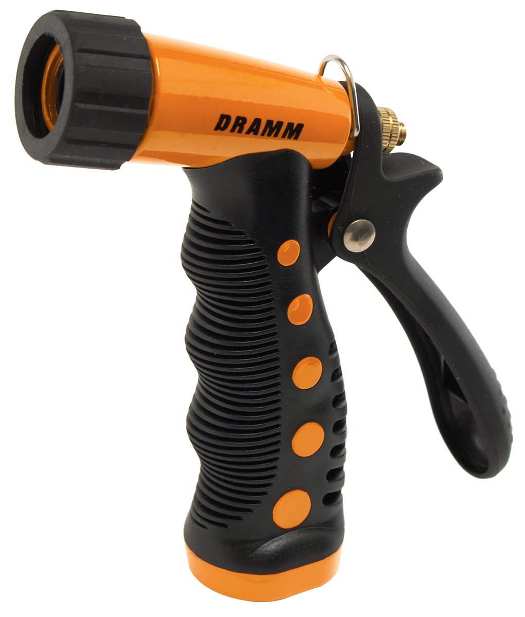 Dramm ColorStorm Premium Pistol Spray Nozzle – Heavy-Duty Adjustable Garden Hose Sprayer with Ergonomic Grip &amp; Variable Water Patterns for Garden, Car, Deck, and Outdoor Cleaning – Orange