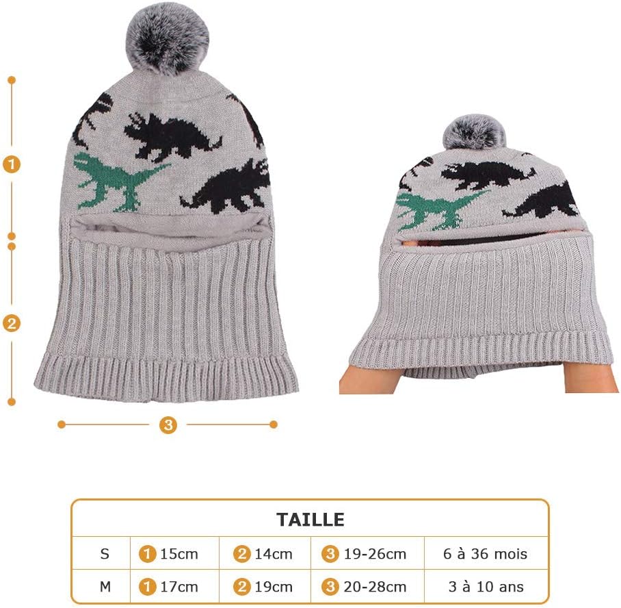 Winter Baby Knitted Hat Scarf Kids Boys Girls Hood Hats Toddler Earflap Beanie with Pompom - Image 6