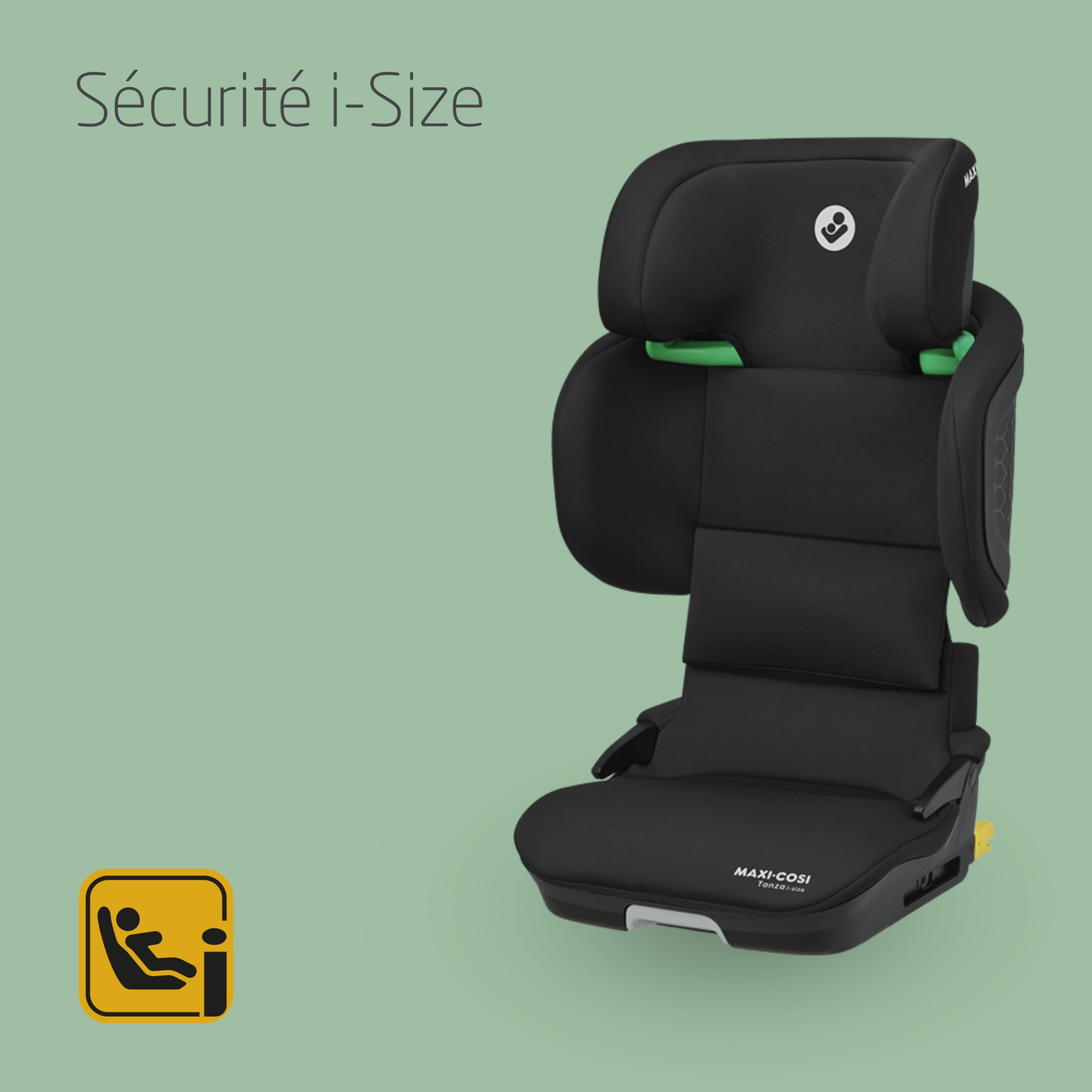 Maxi-Cosi Tanza i-Size, Réhausseur Voiture Enfant, 3,5-12 ans, 100-150cm, Siège-auto Pliable, 10 Positions Appui-tête, Protection G-CELL Chocs Latéraux, Siège-auto Rembourré Surélevé, Full Black