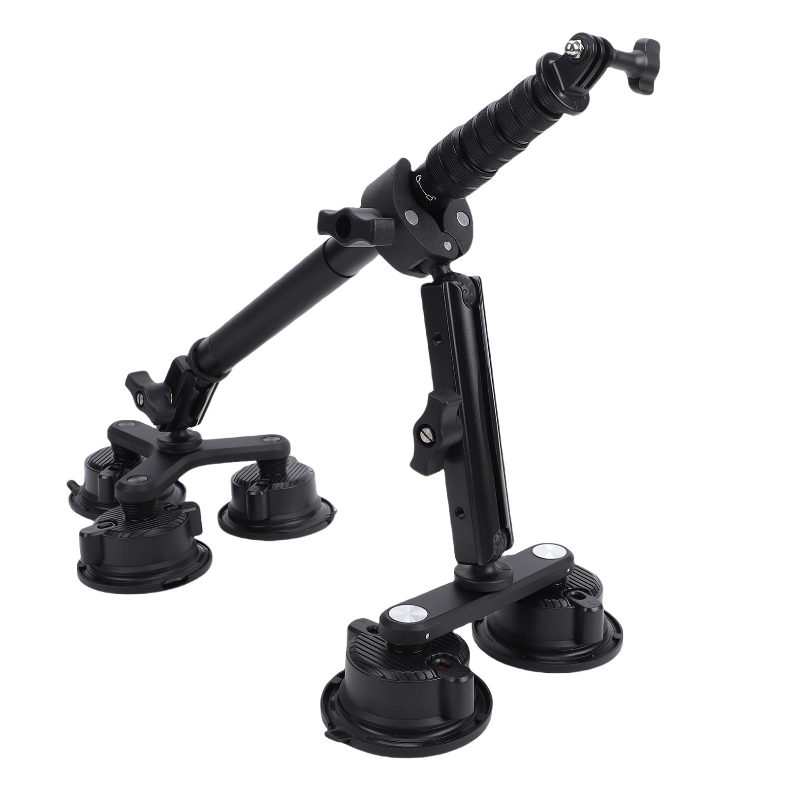 Bewinner Supporto da Auto con Ventosa per Action Camera con Asta di Prolunga Telescopica, Testa a Sfera a 360°, Kit di Montaggio da Auto con 5 Ventose per Action Cam, Vite da 1/4 di Pollice,