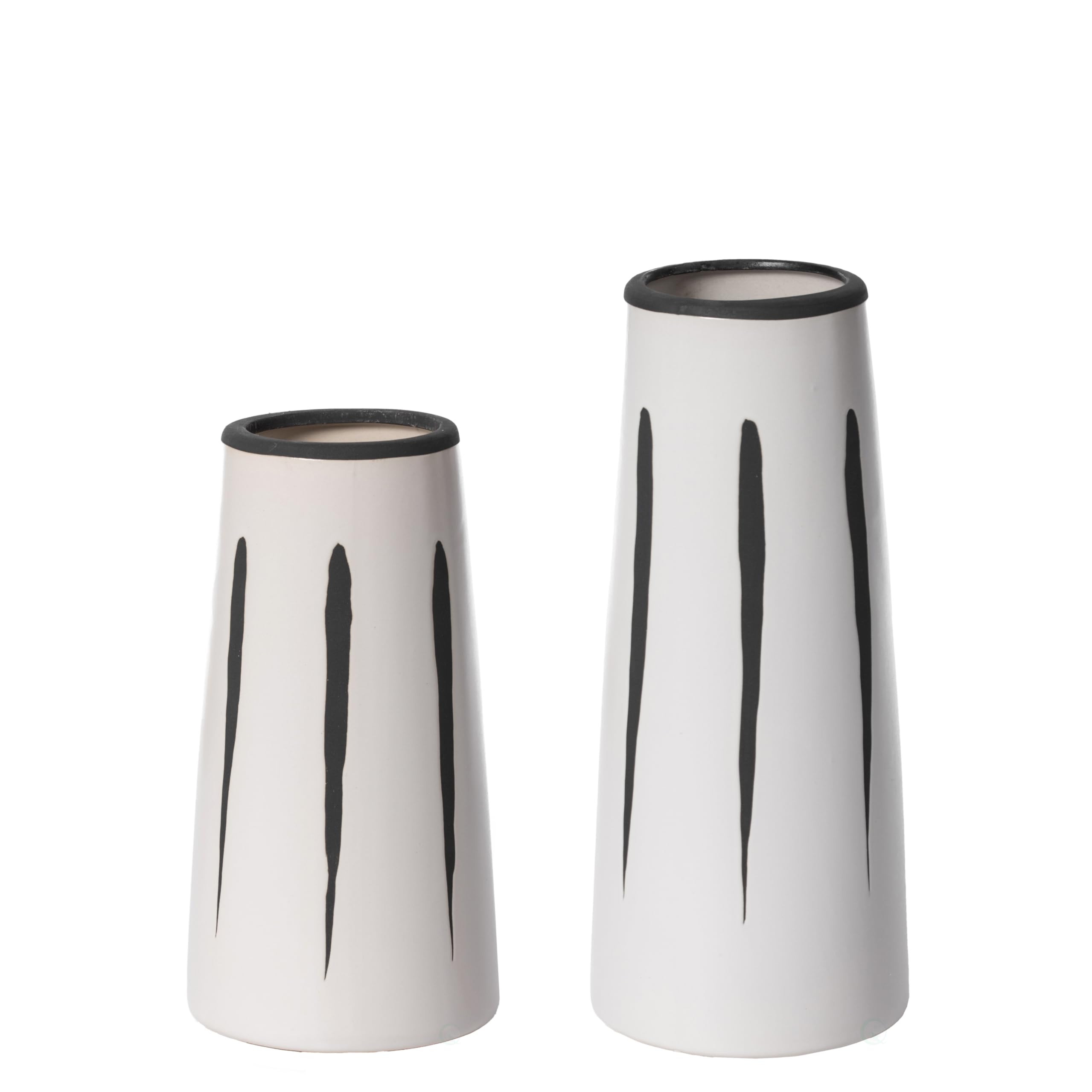 Vase Céramique Noir et Blanc Élégant Objet Déco Design Effilé Moderne