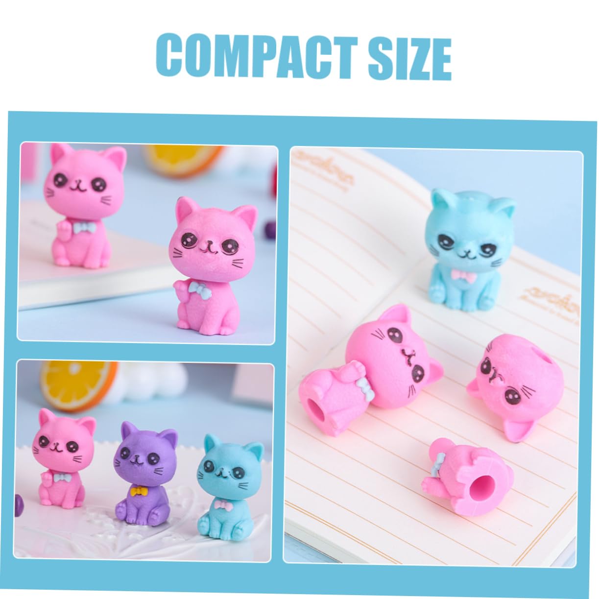 Gommes à Papier Chat 48 Pièces TPR, Petites Gommes de Dessin Animé