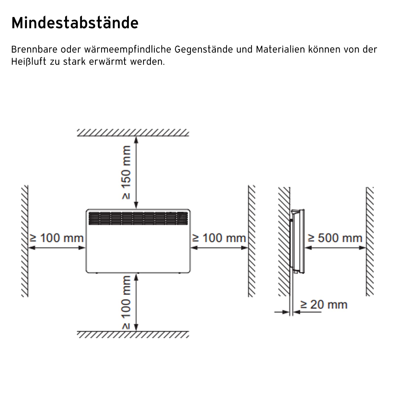 Vaillant eloMENT VER 200/5 Wandkonvektor für ca. 20 m2 (weiß), 230V, 2,0 kW Heizleistung, Elektroheizkörper für zuverlässige und schnelle Wärme, wandhängend, 0010023958