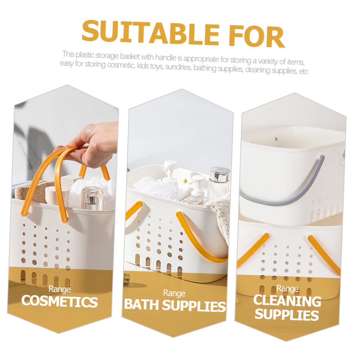 Alipis Cesta Baño Portátil De Plástico Con Asa Drenaje Para Ducha y Almacenamiento Versátil Organizador Multiusos