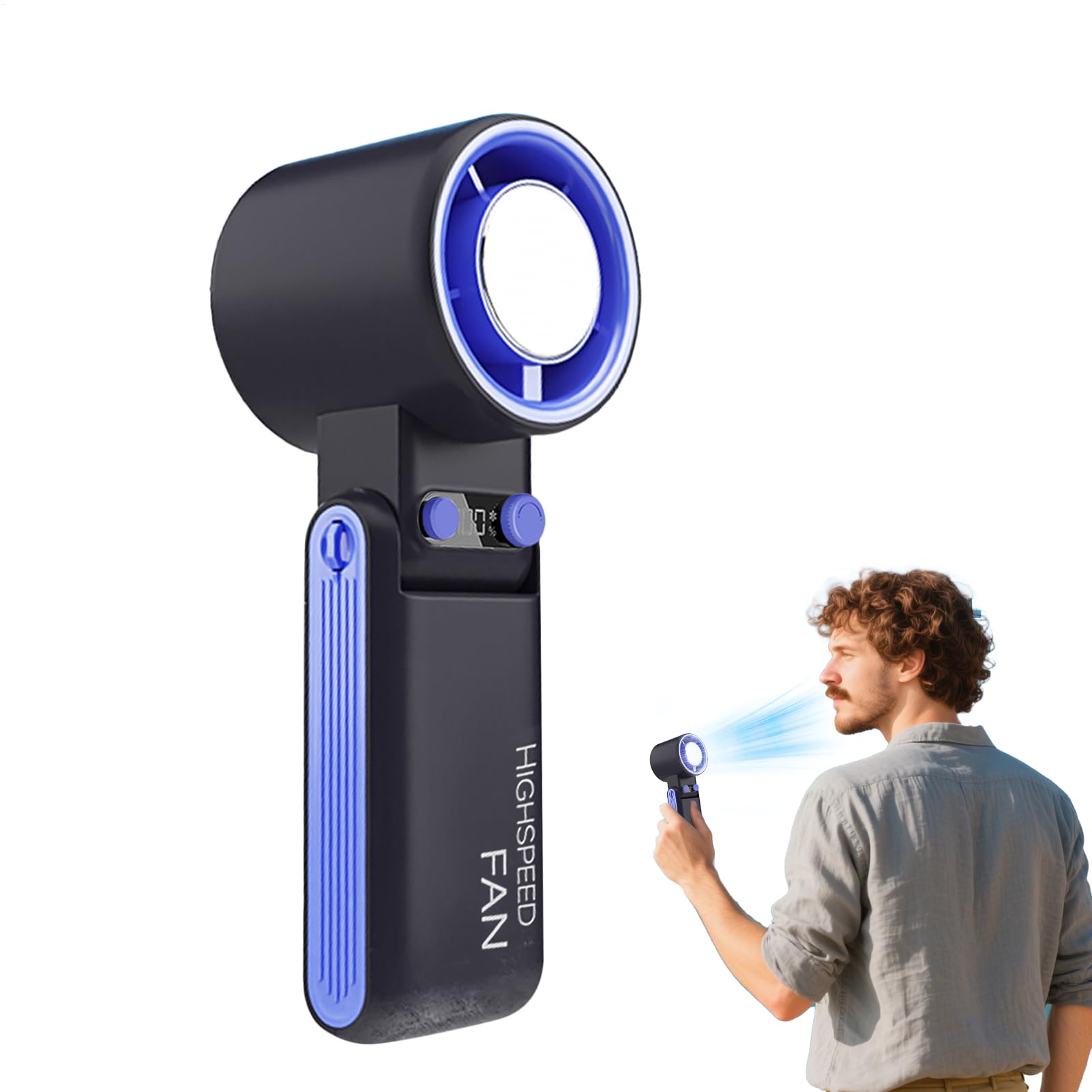 Ventilateur de poche 4000 mAh pour voyage, rando et extérieur, fraîcheur portable 5 vitesses