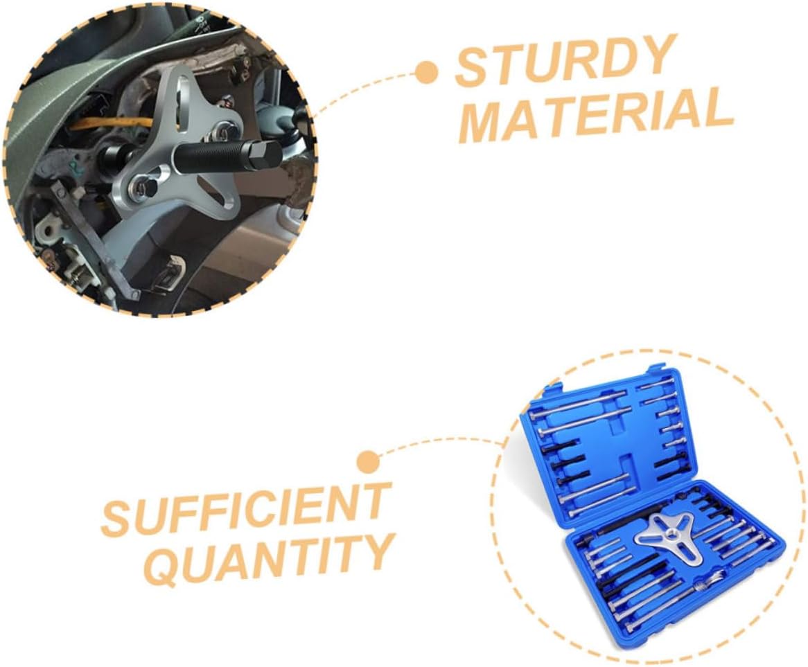 46pcs Automotive Steering Wheel Puller Kit Essential Tool for Disassembly and Installation of Harmonic Pulleys and Gears Prevents Damage and Fast
