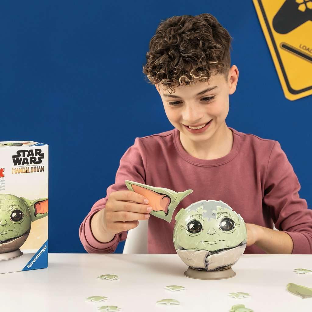 Ravensburger - 3D Ball Puzzle - Star Wars The Mandalorian Grogu - Ages 6+ - 72 Numbered Pieces to Assemble Without Glue - Stand and Finishing Accessory Included - Diameter: 13 cm - 11556