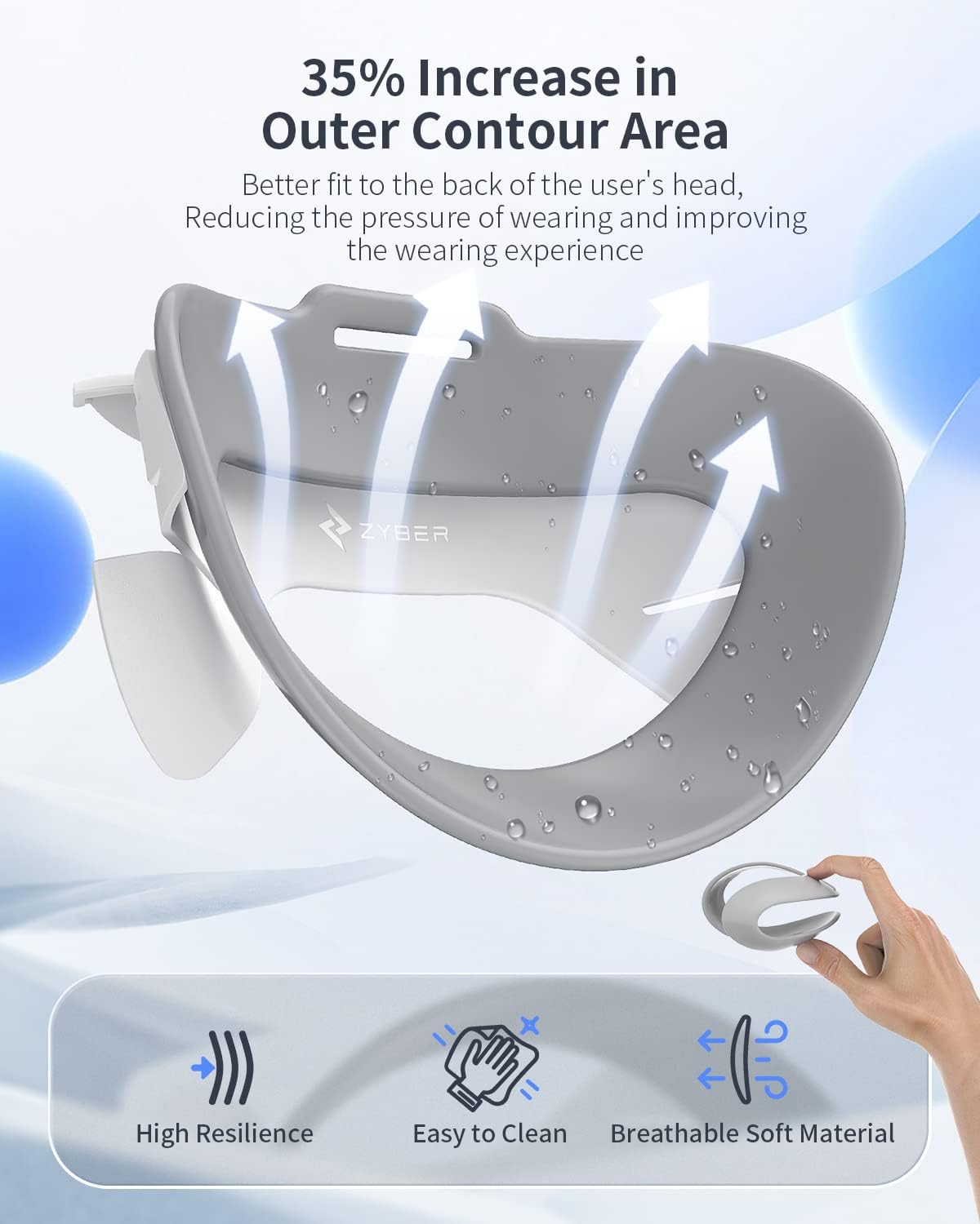 ZYBER Aktualisierter Kopfgurt für PICO 4 VR-Zubehör, breiteres und dickeres Design, verstellbares Headset, kompatibel mit Pico4