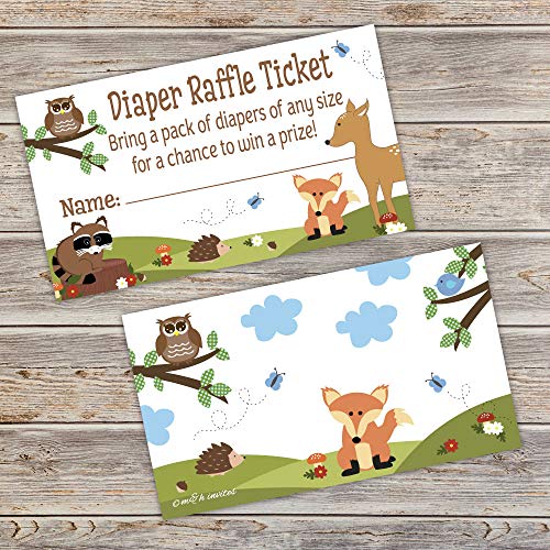 50 Woodland Diaper Raffle Tickets - Boy Baby Shower Game #TOP6