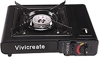 Vivicreate 8500 BTU Portable Butane Gas Stove with Auto Ignition - Lightweight Camping Burner for Outdoor Cooking (Black)