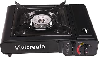 Vivicreate 8500 BTU Portable Butane Gas Stove with Auto Ignition - Lightweight Camping Burner for Outdoor Cooking (Black)