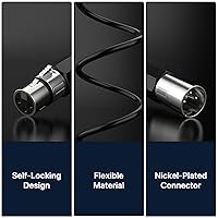 Vista 4 de EBXYA Cable XLR de 2 pies, paquete de 6 unidades, cable de micrófono equilibrado con cable XLR de 3 pines macho a hembra, color negro