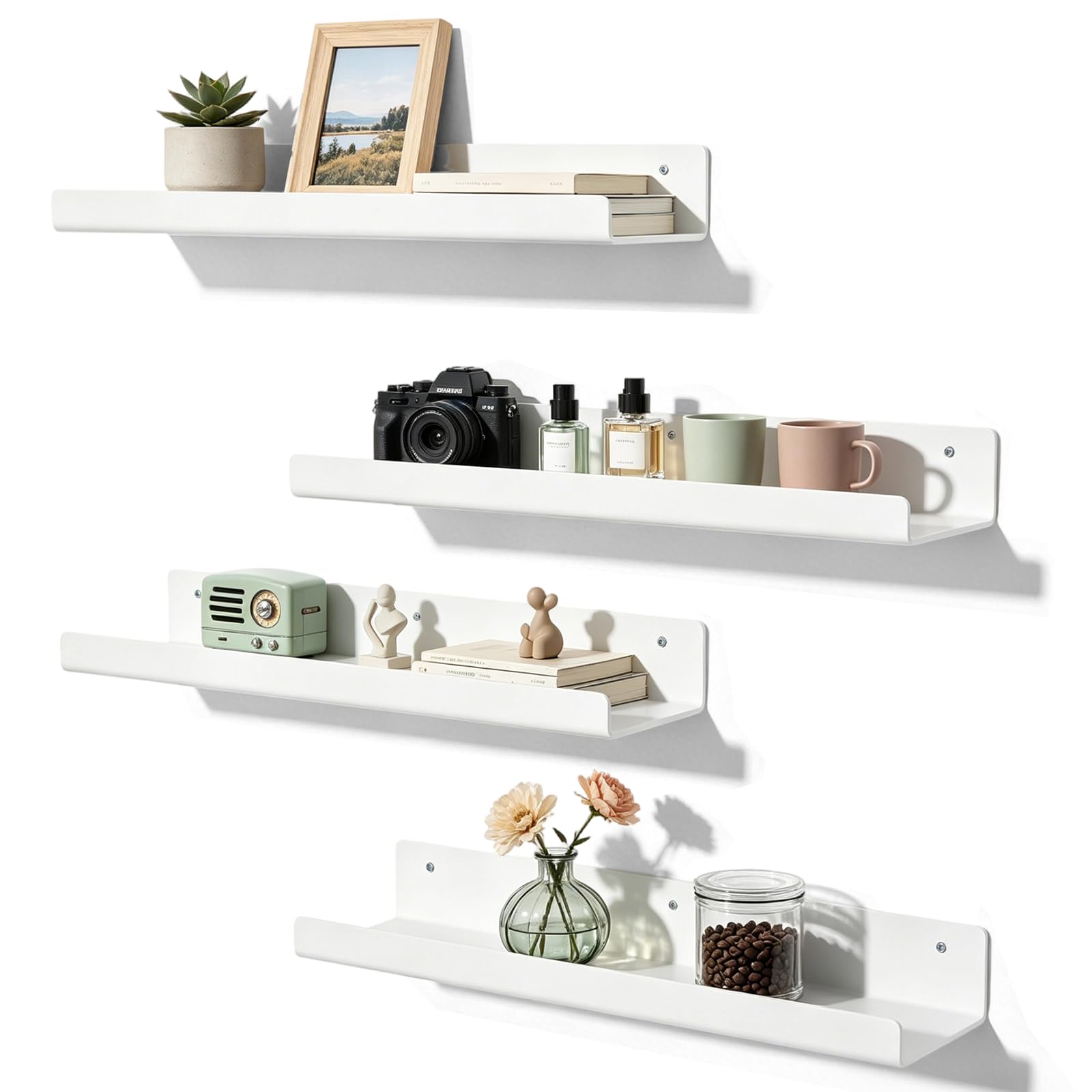 4 Pack Floating Shelves, Floating Shelves for Wall,15" Transparent Acrylic