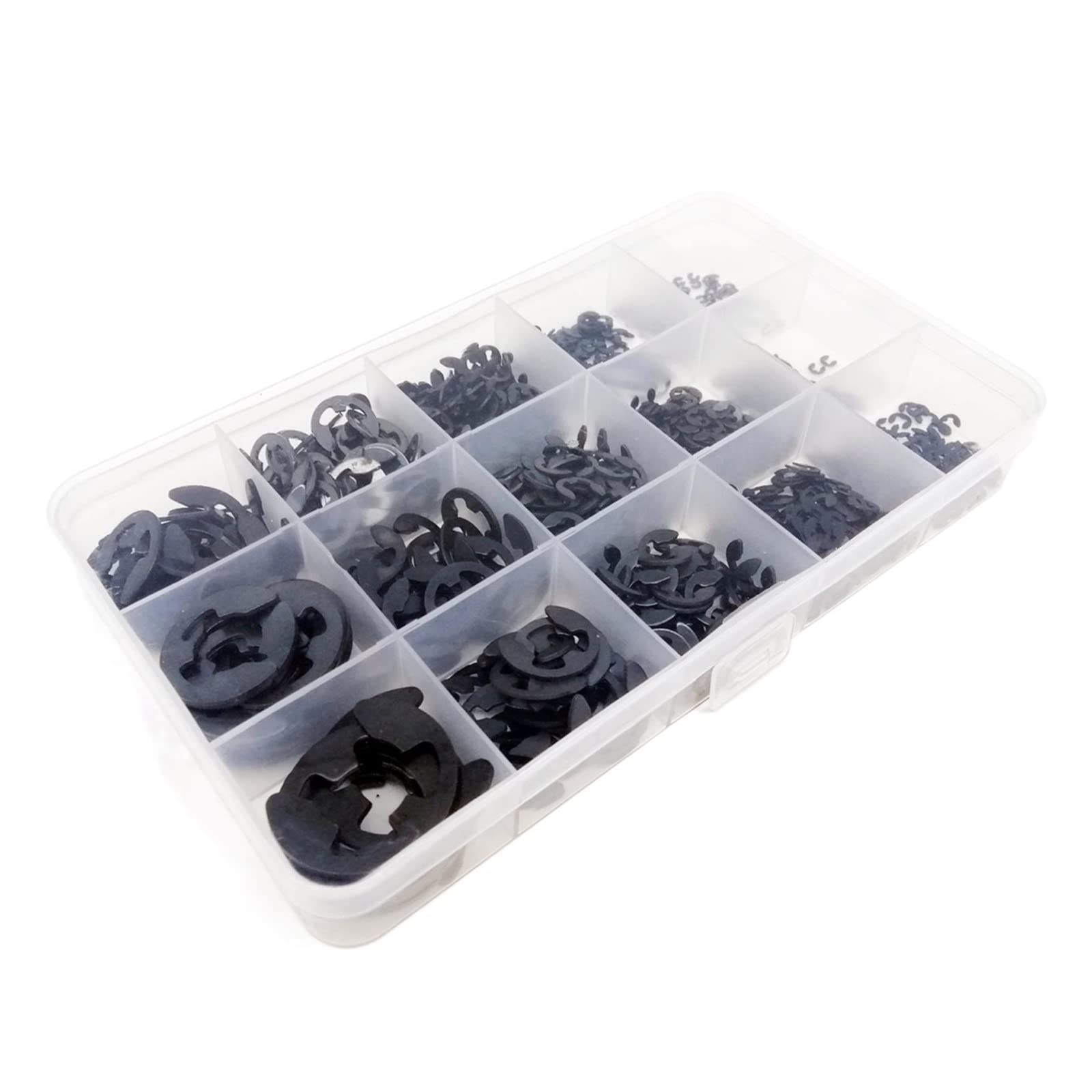 580/1000 Uds M1.2 M1.5 M2 M3 M4 M5 M6 M10 M12 M15 Eje de Acero al Carbono retención Externa Bloqueo E Clip a presión arandela de Seguridad (Color : Set B 1000pcs, Size : 1)