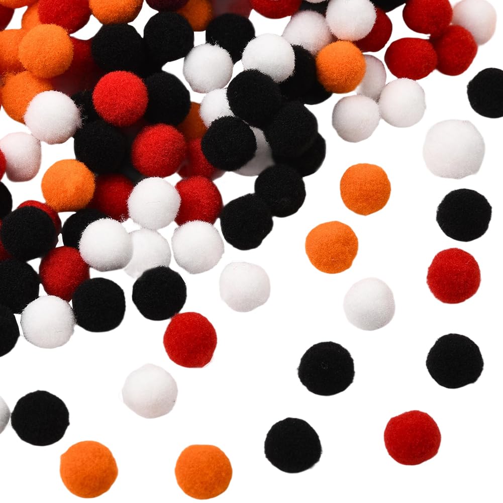 900 Pompons Halloween – Mini Boules Floues Noir, Orange, Violet – Pour Décorations DIY, Bricolage, Fêtes – 1 Cm De Diamètre - 2