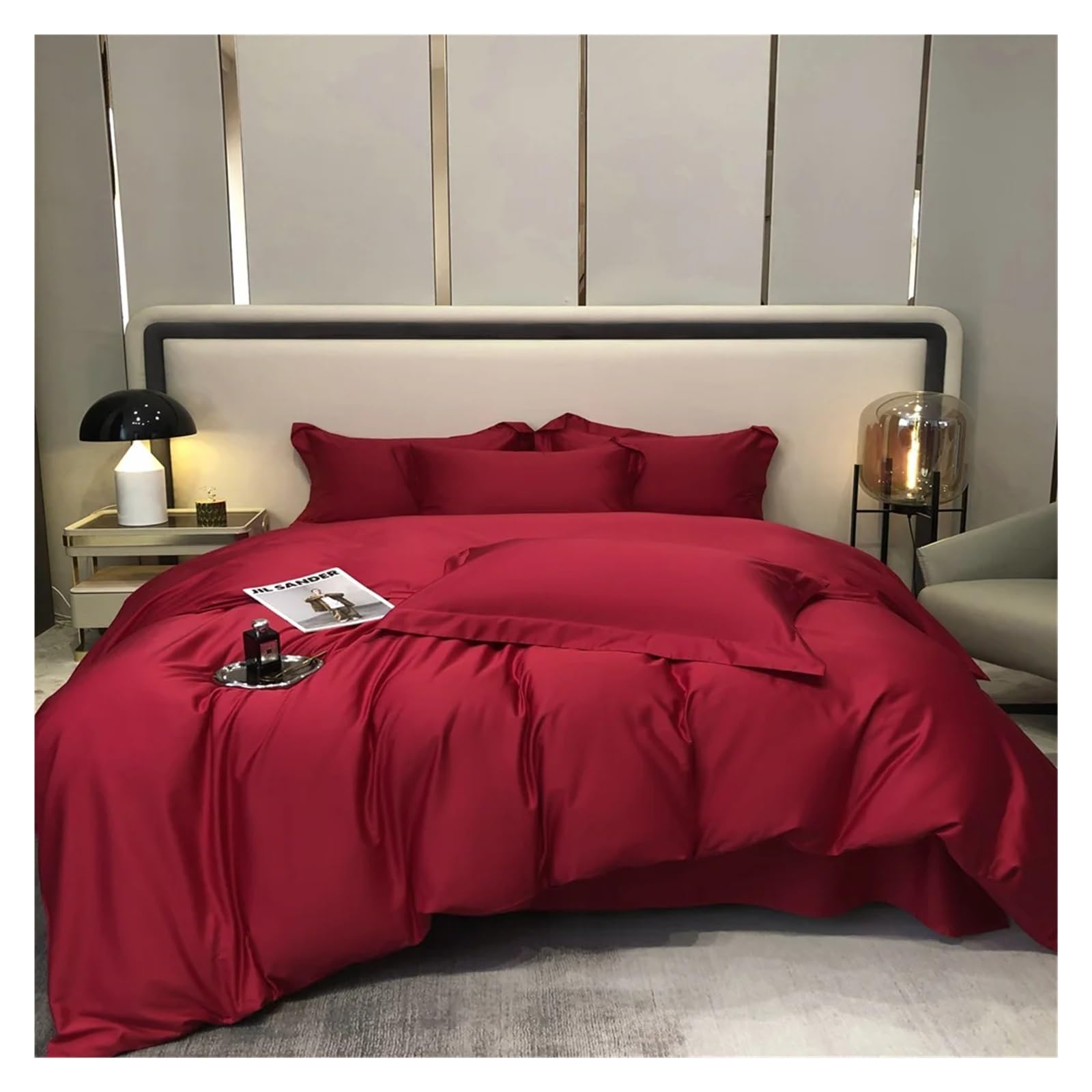 FYIYIEW double duvet set, Egyptian Cotton Bedding Sets Bed Linens Solid Color Sheet Pillowcase Duvet Cover Queen King