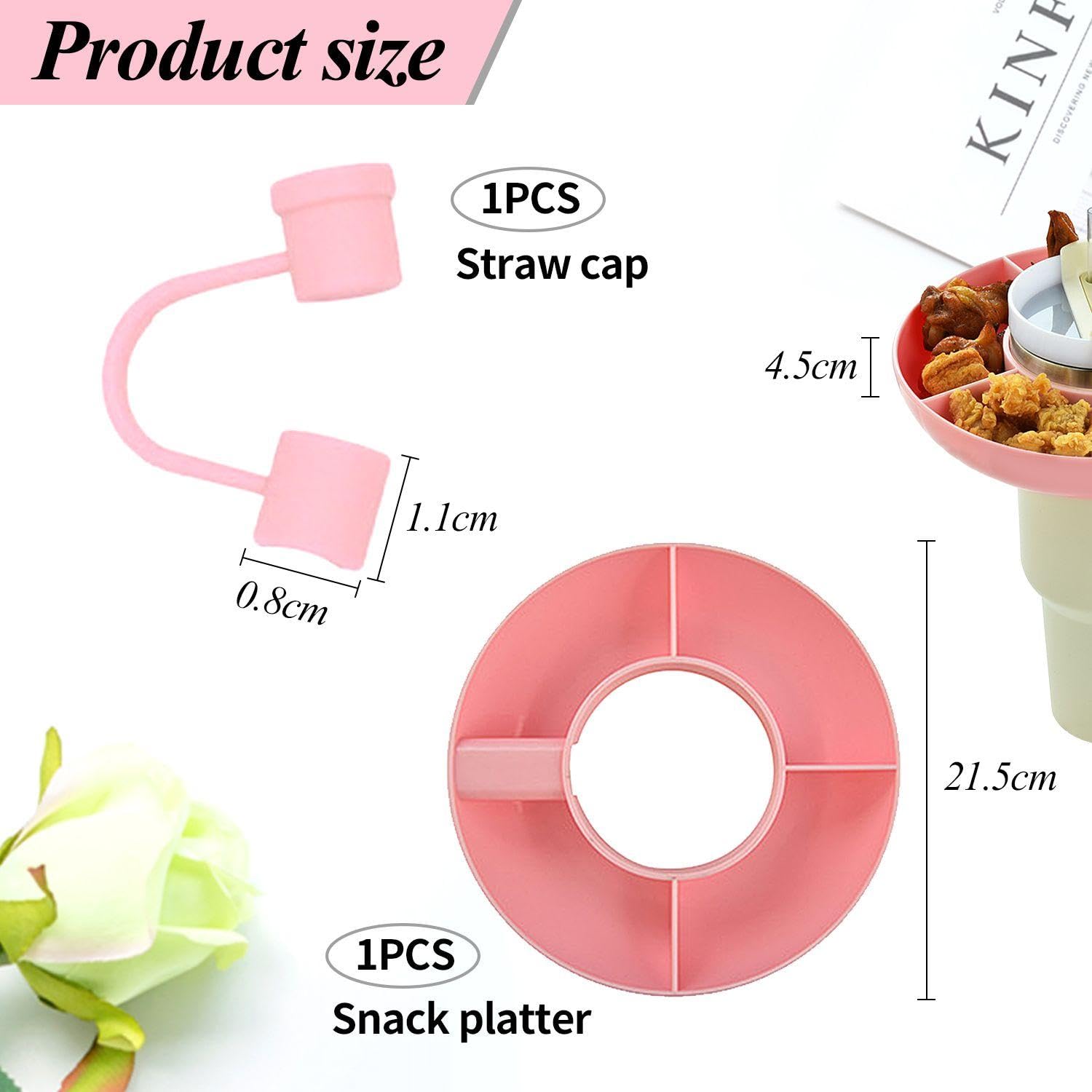 1 Plato De Taza Para Refrigerios, 1 Tapa Con Pajita, Accesorios Para Vasos Stanley, Vasos Para Refrigerios Con Pajitas, Recipientes Para Refrigerios Con Compartimentos