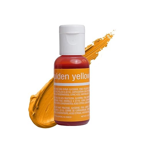 Chefmaster Colorante alimentario Liqua-Gel amarillo dorado, color vibrante, tinte de grado profesional para glaseado, glaseado, fondant, hornear y