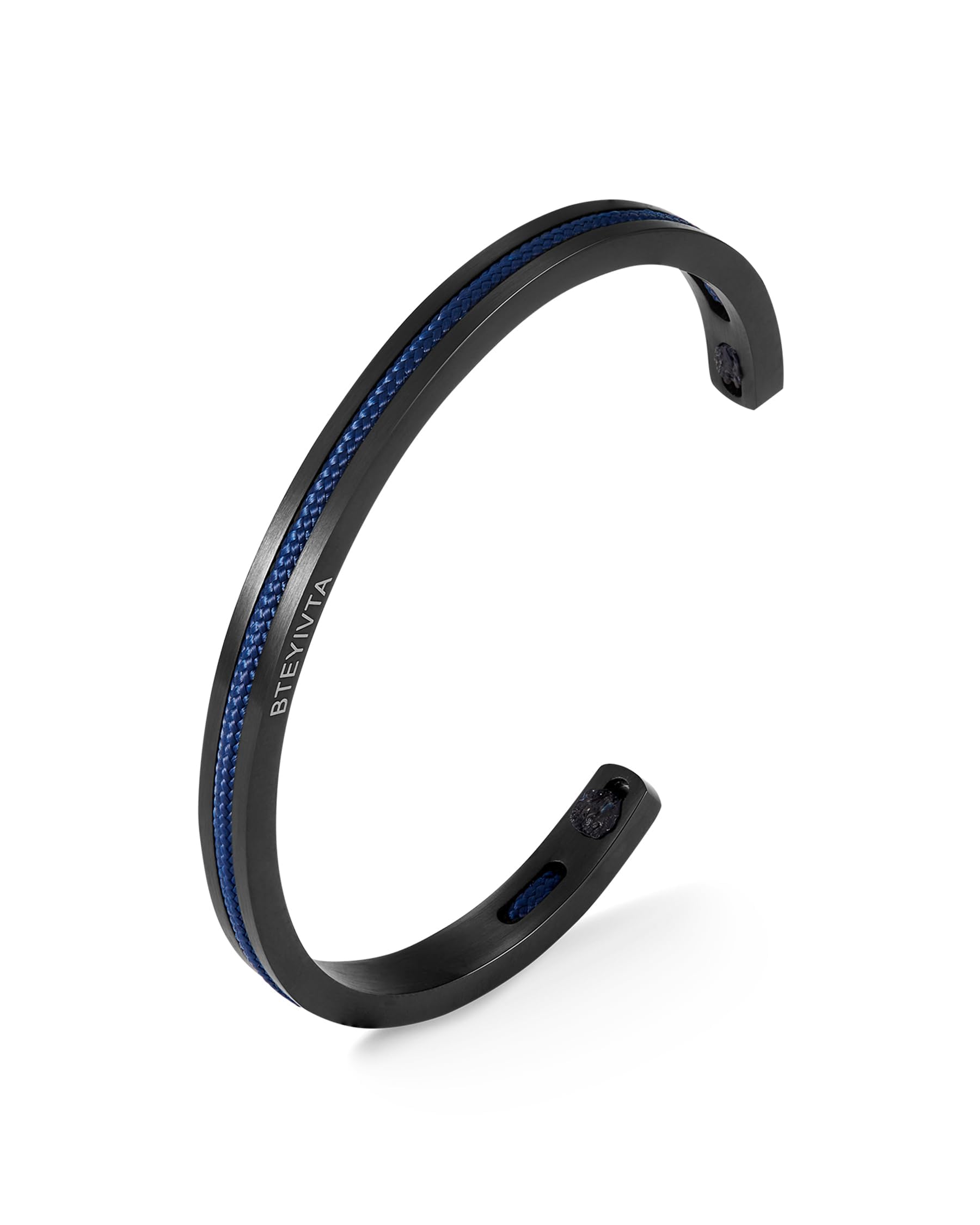 BTEYIVTA Handmade Minimalist Cuff Bracelet with Lucky Nautical Rope Inlaid Stainless Steel Cuff Unique and Stylish Bangle For Men And Women