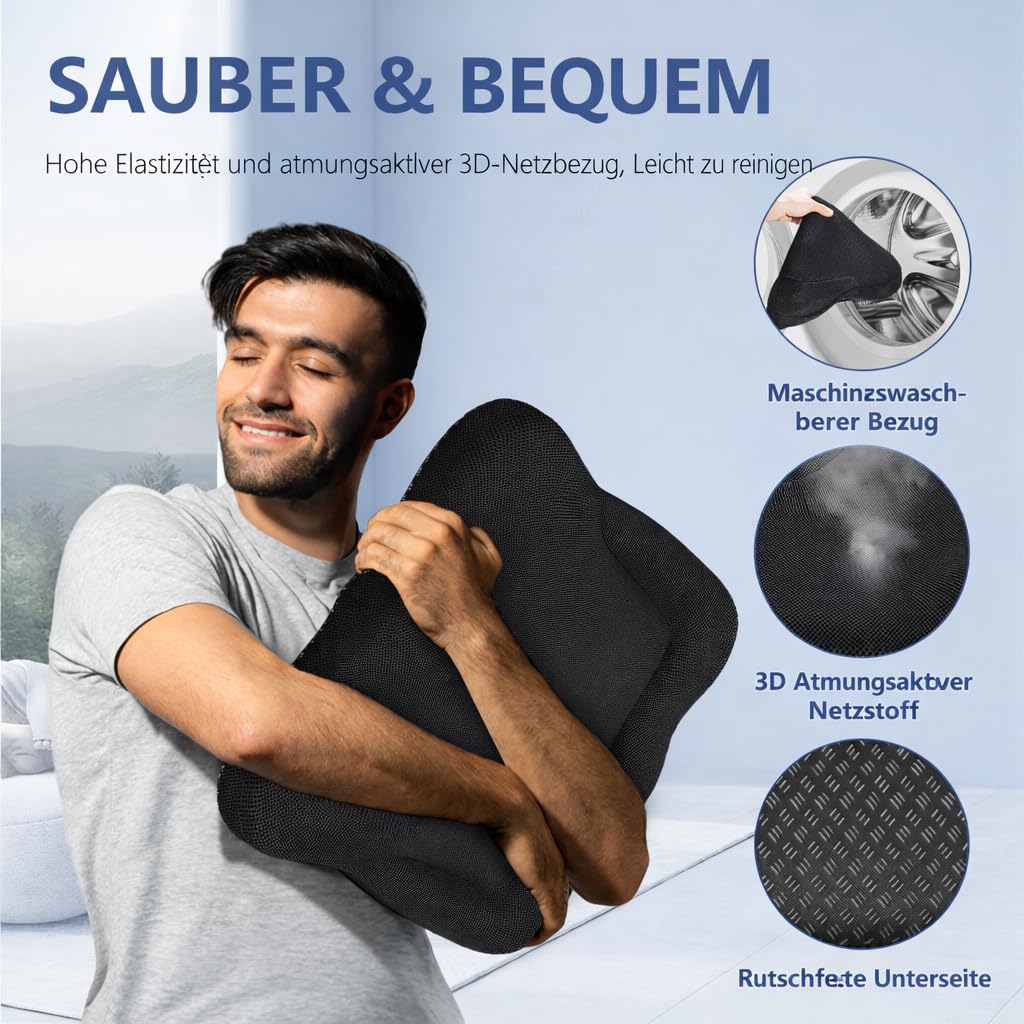 Gelsitzkissen, Sitzkissen Orthopädisch Ergonomisches Steißbeinkissen Sitzring Steißbein entlastet & Sitzkomfort Weich und bequem mit waschbarem für Bürostuhl Auto Ischias Schwangerschaft