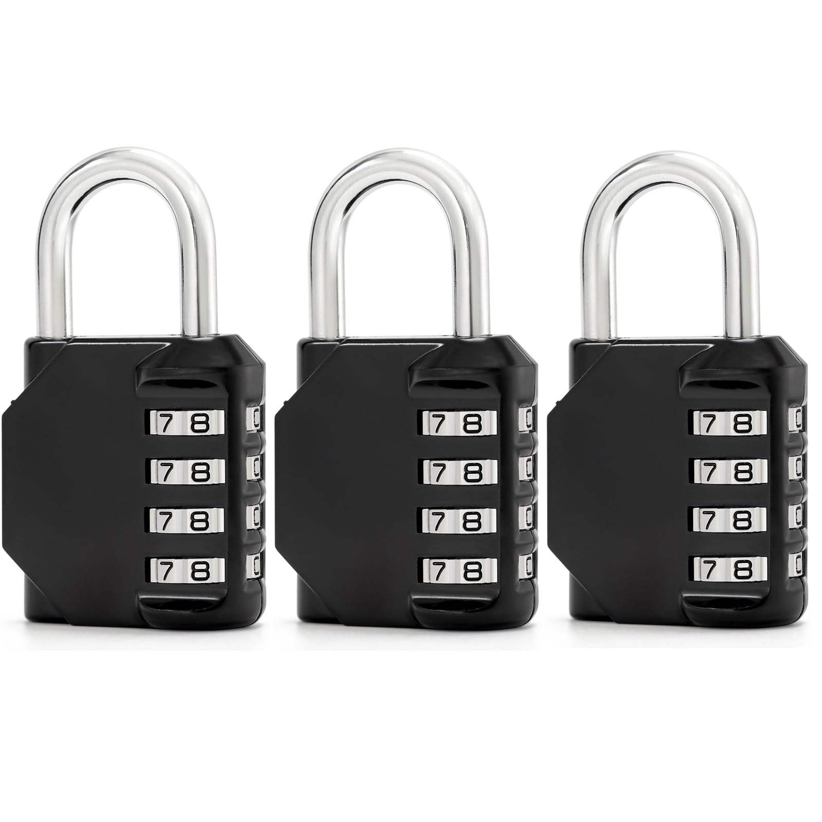 FOBOZONE 4 stuks 4-cijferig waterdicht cijferslot met resetbare code voor gymnastiekkluisje, kast, schuur, box, poort (zwart