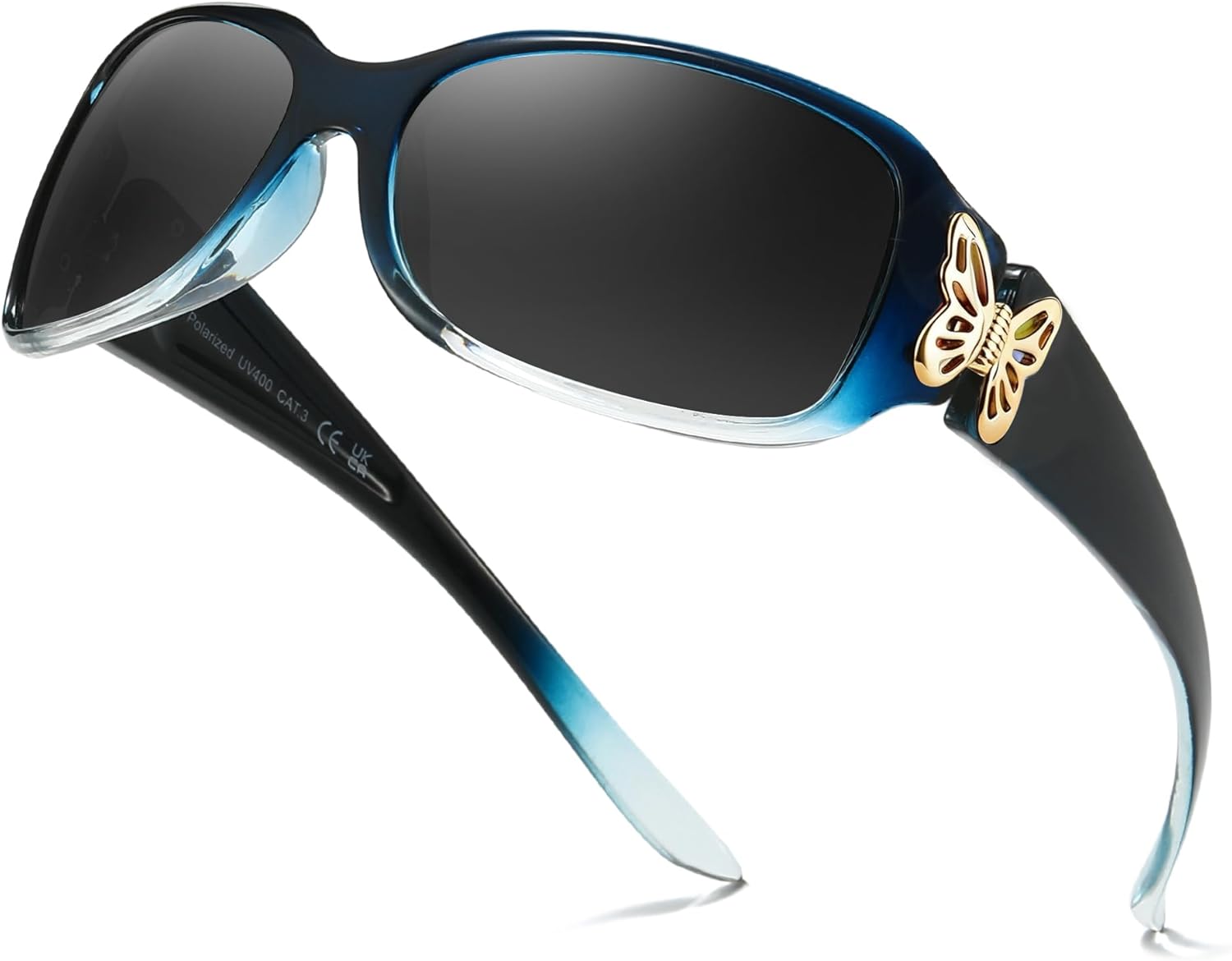 LVIOE Polarized Sunglasses for Women, Fashion Butterfly Decoration Driving Fishing-99.99% UV Protection