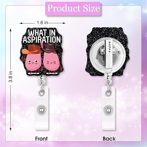 Miniatura 2 de ERHACHAIJIA What in Aspiration - Carrete retráctil con purpurina negra con clip, divertido portatarjetas de identificación de pulmones de dibujos