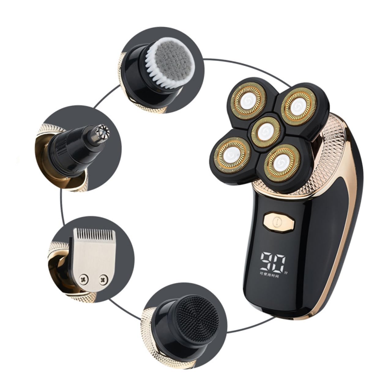 GALPADA Rasoio Elettrico Uomo 5 in 1 Professionale, Tagliacapelli Rivestimento in Titanio, Funzione Fading e Rifinitura, Ricaricabile USB per Barba e Chioma