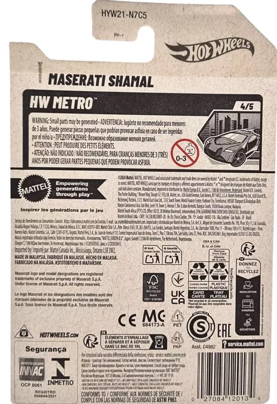 Image of Hot Wheels Maserati Shamal HW Metro Ages 3 and Up 58 /250 (Red)