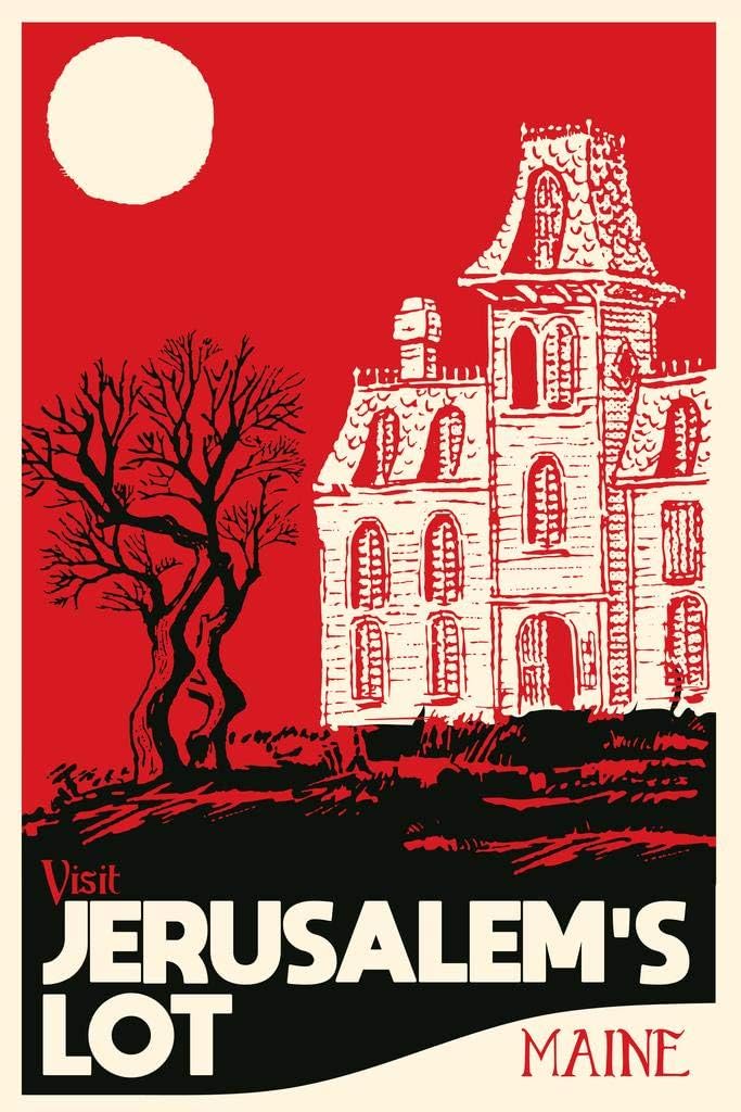 Visit Jerusalems Lot Maine Fantasy Travel Classic Horror Spooky Scary Halloween Decorations Cool Wall Art Print Poster 24x36